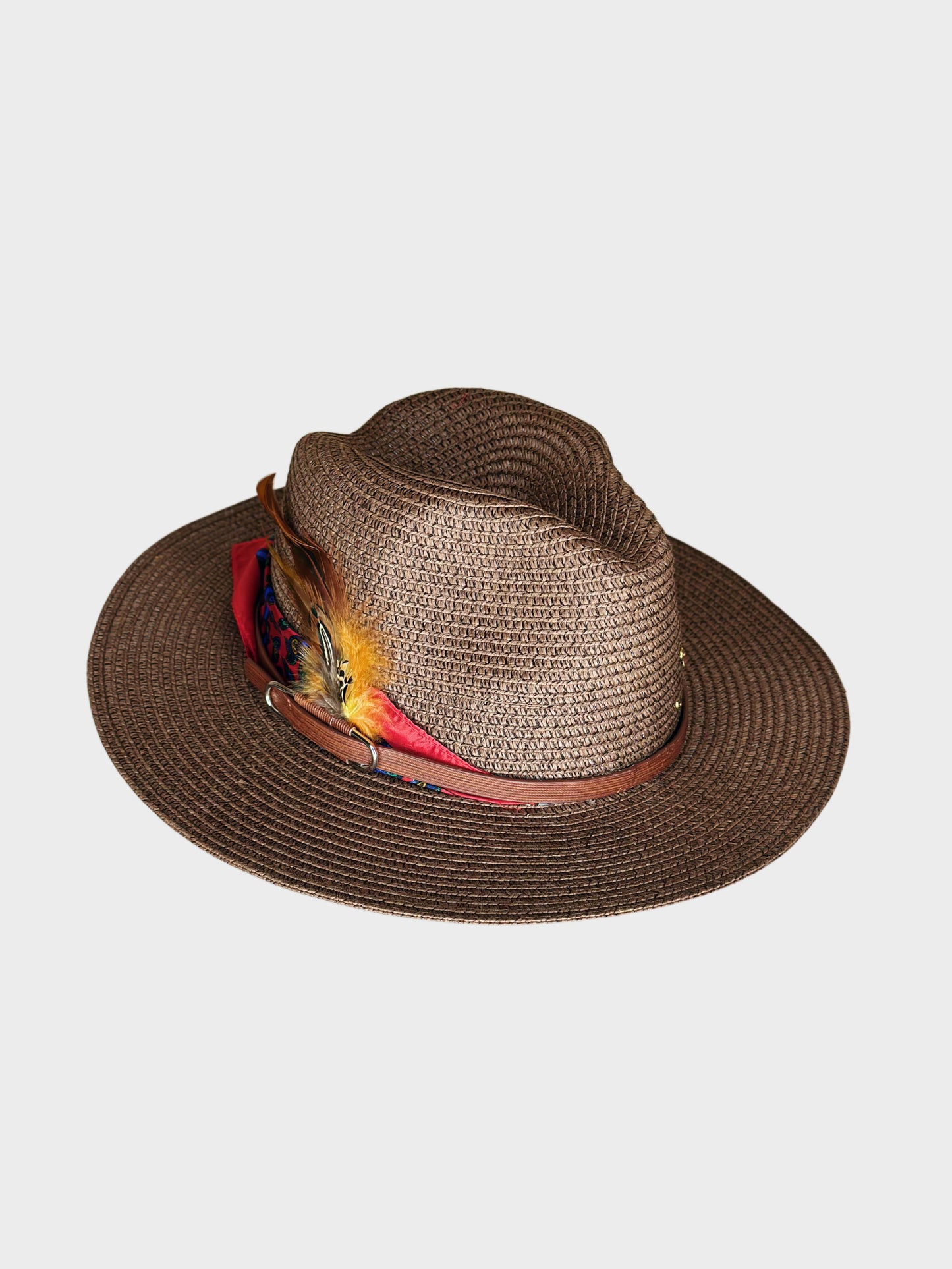 Cappello Fedora Paglia Rosso lato sx Ruj Heritage