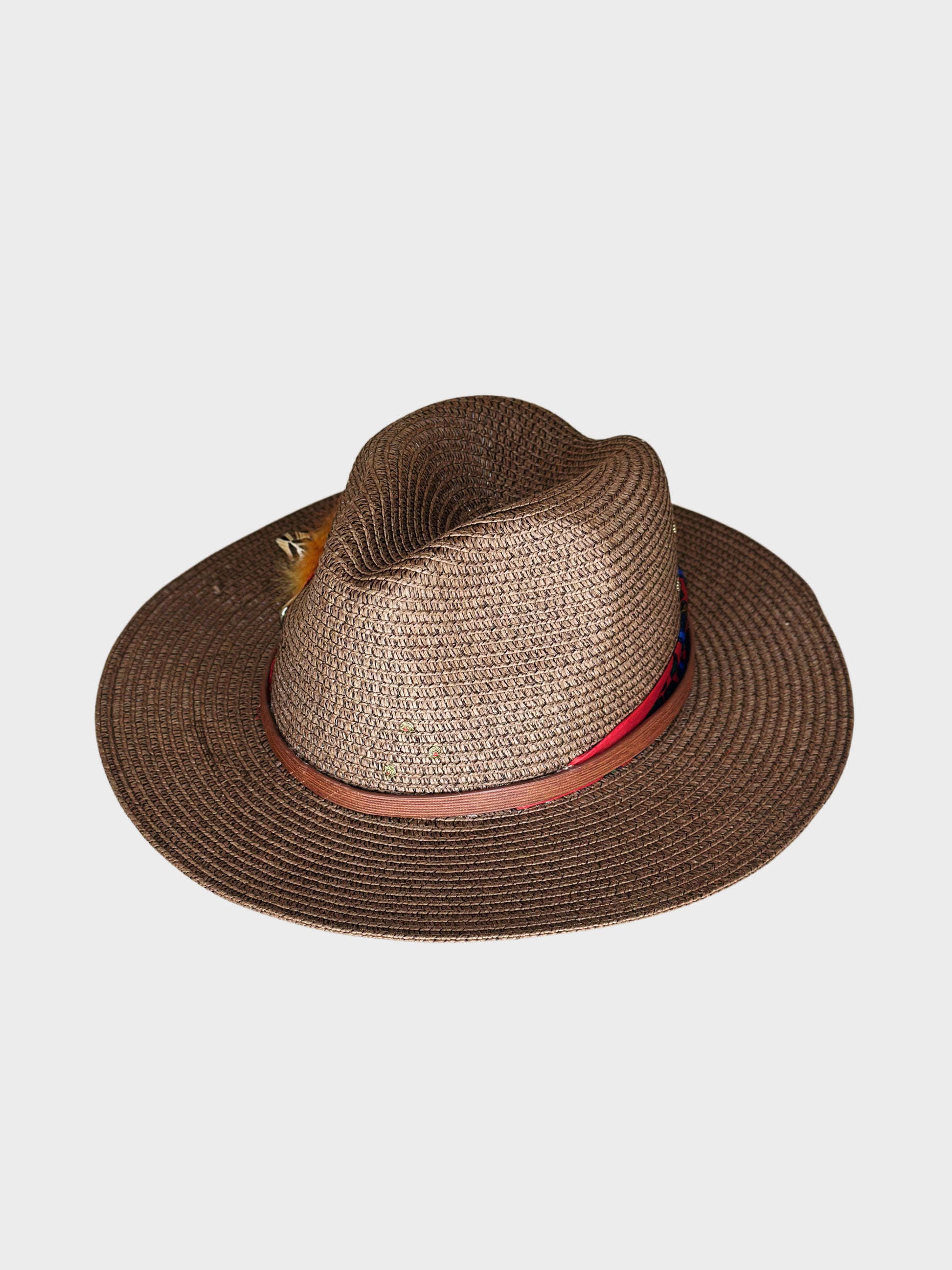Cappello Fedora Paglia Rosso lato dx Ruj Heritage