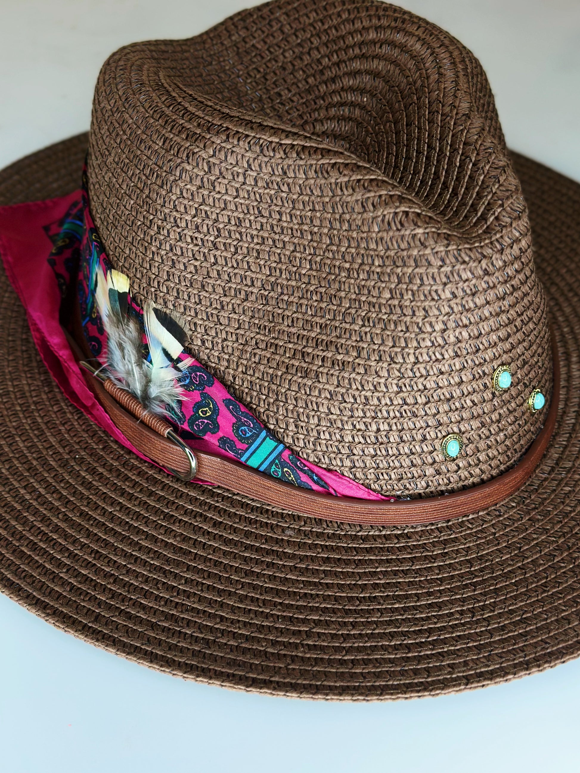 Cappello Fedora Paglia Fucsia dettaglio intreccio Ruj Heritage