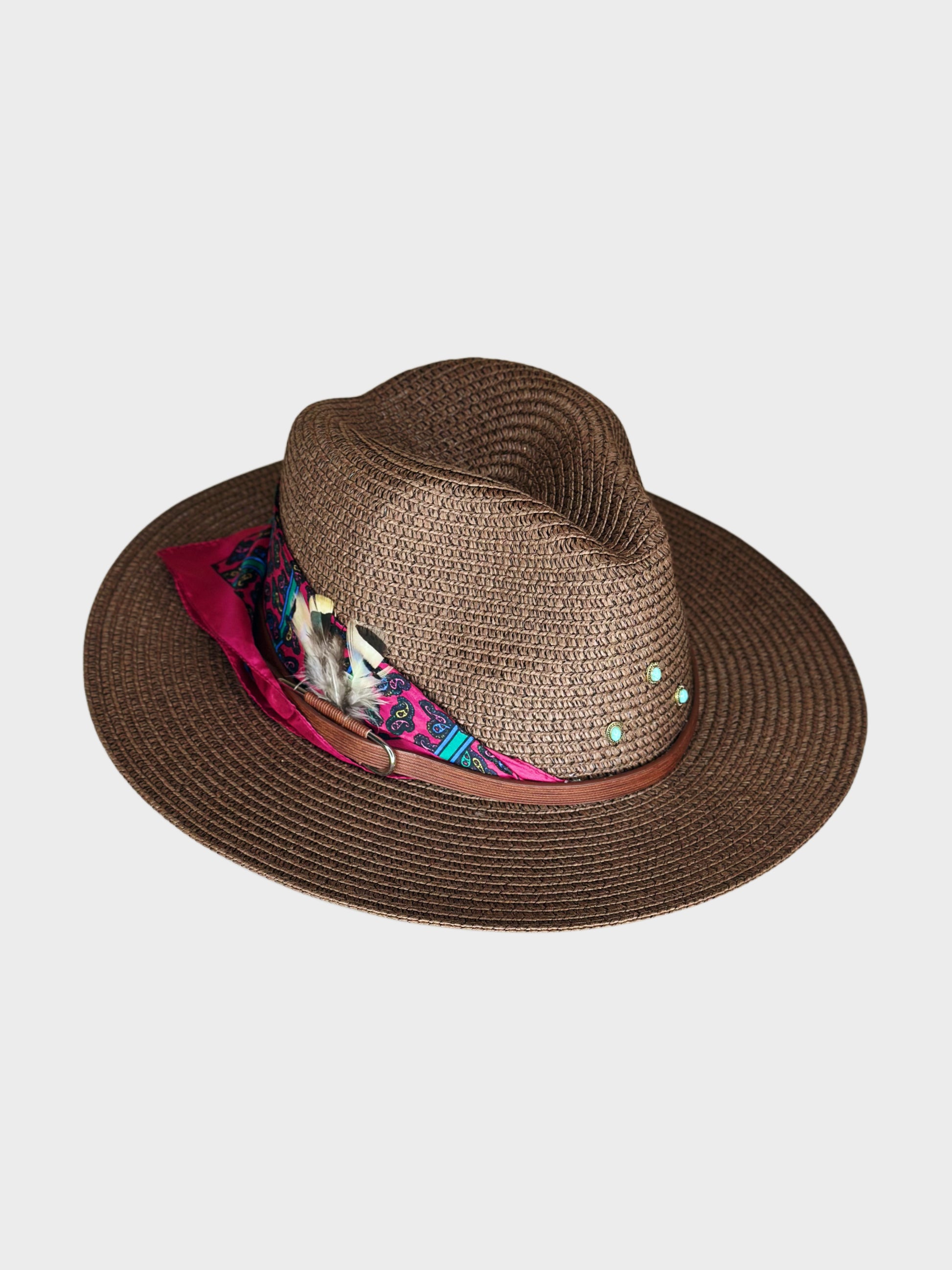 Cappello Fedora Paglia Fucsia lato sx Ruj Heritage