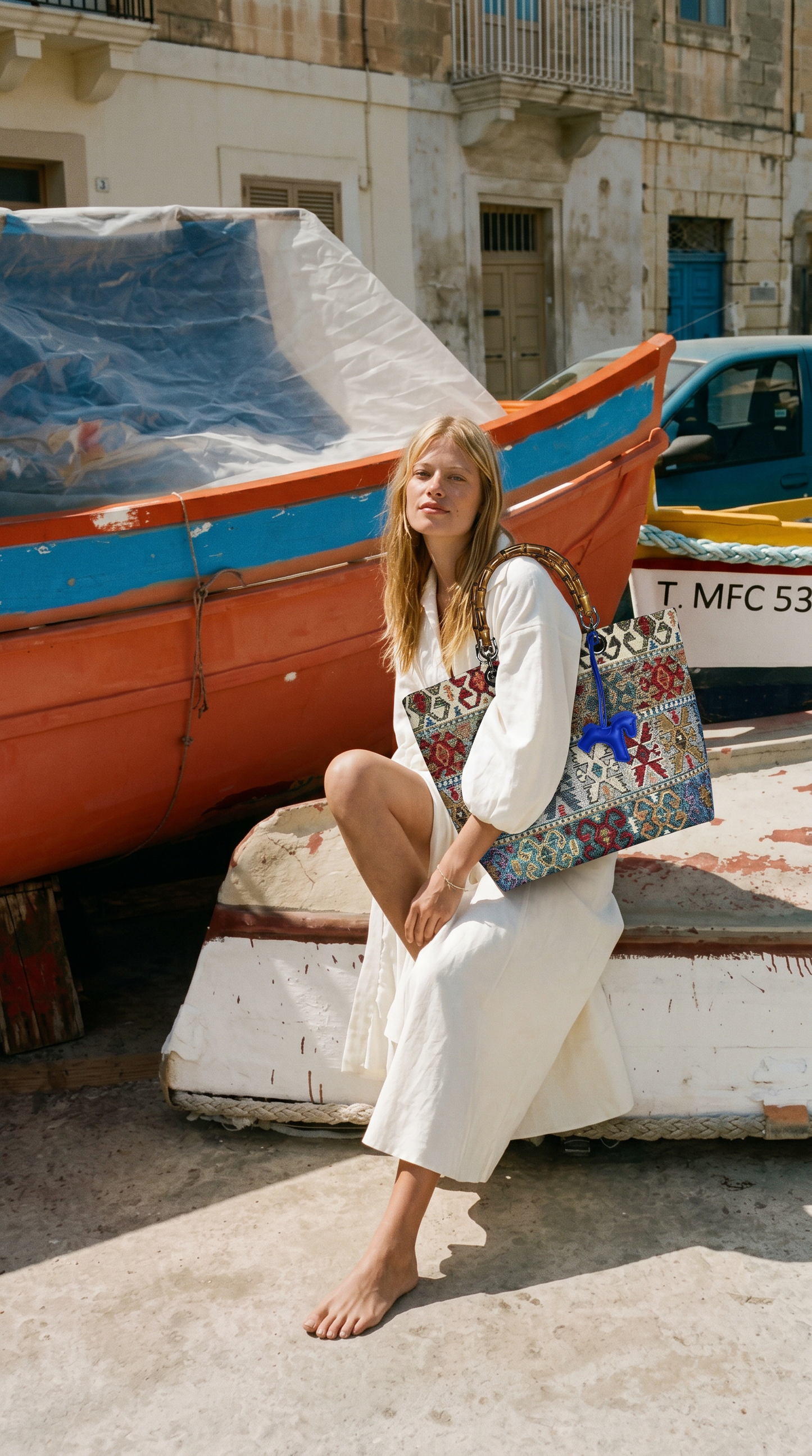 Picnic Bag Jacquard Blue