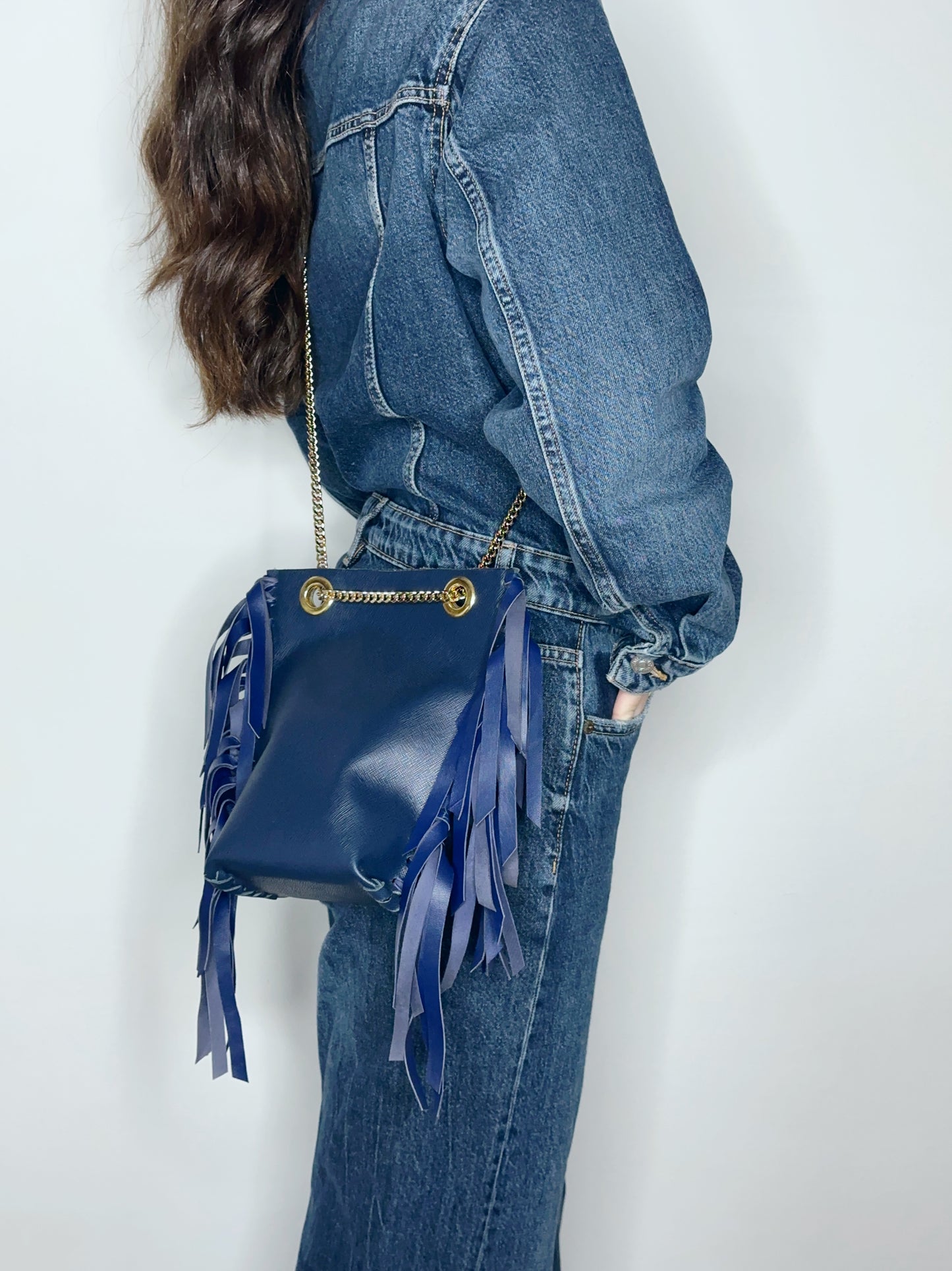 Mini Tote Bag Frange Blue