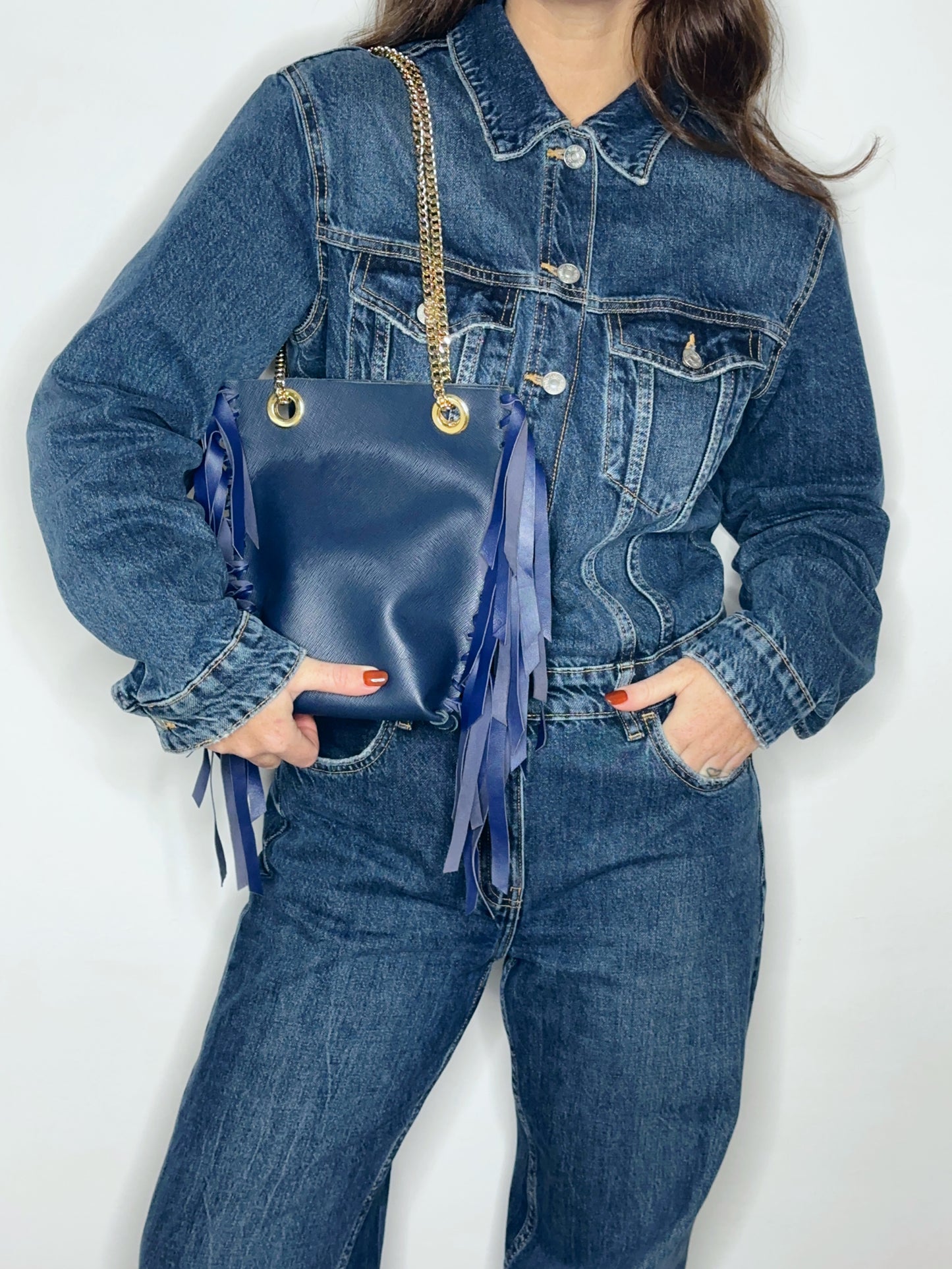 Mini Tote Bag Frange Blue