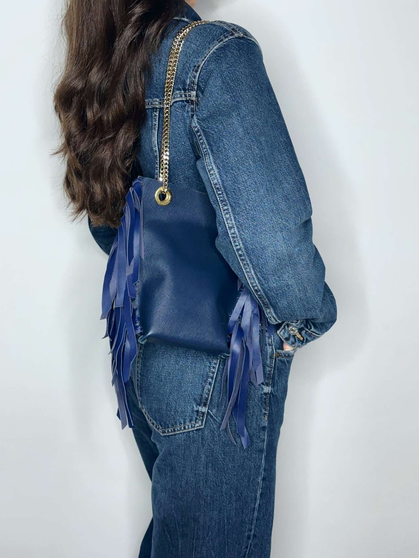 Mini Tote Bag Frange Blue