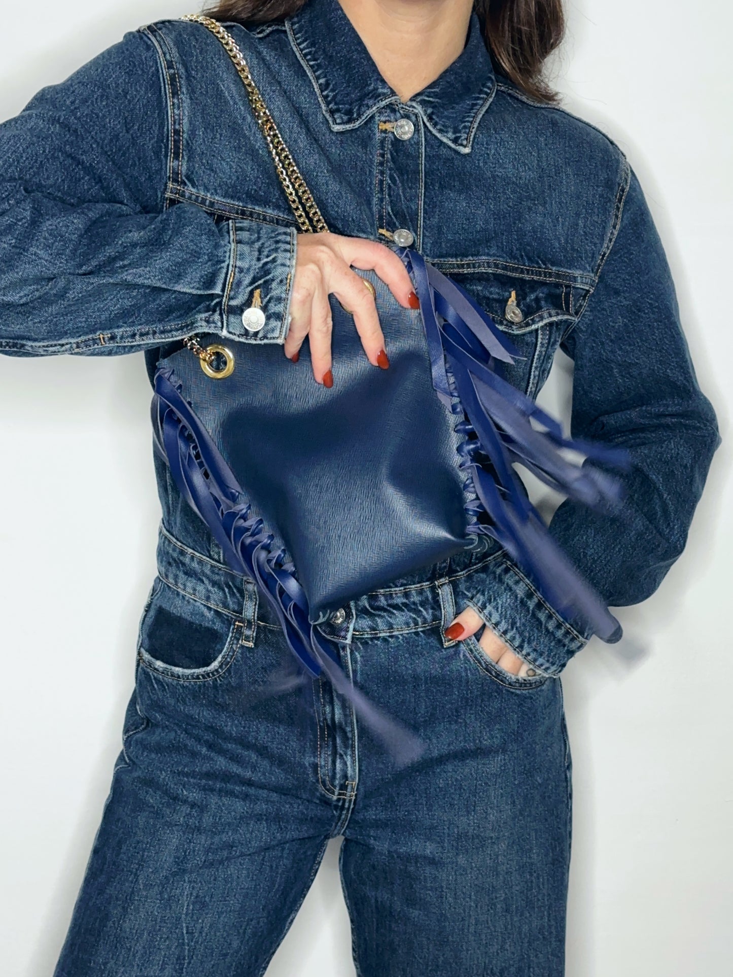 Mini Tote Bag Frange Blue