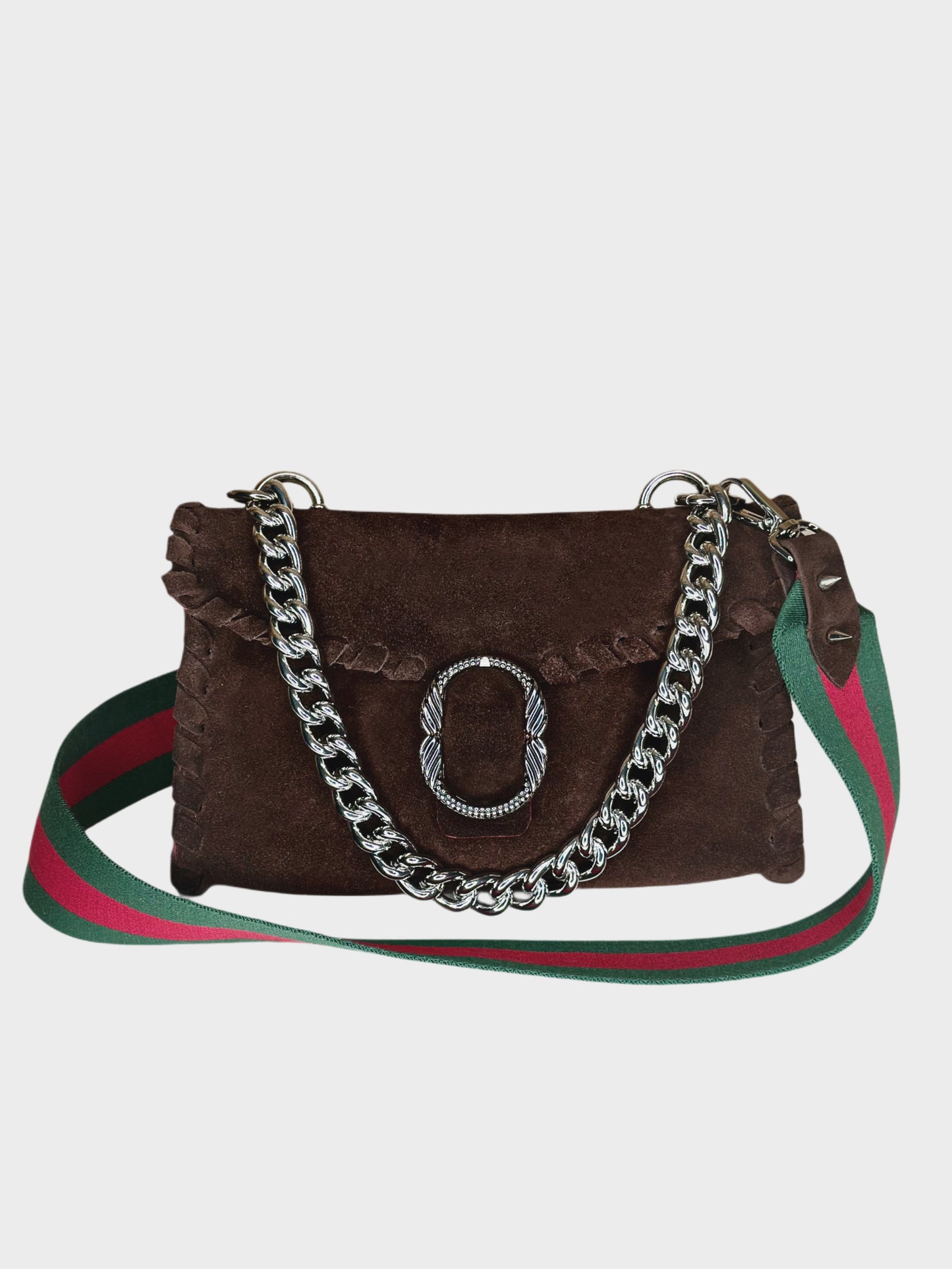 Mini Shoulder Bag suede cioccolato marrone borsa in suede italiana