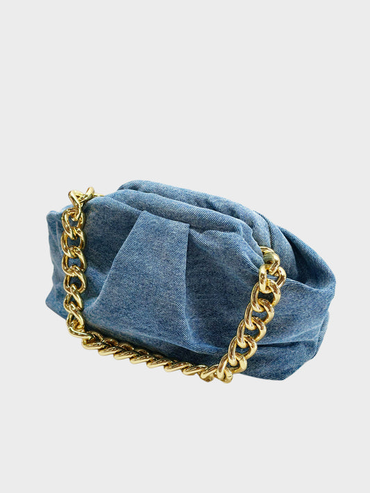 Mini Puffy Bag Denim gold