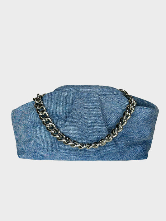 Mini Puffy Bag Denim silver