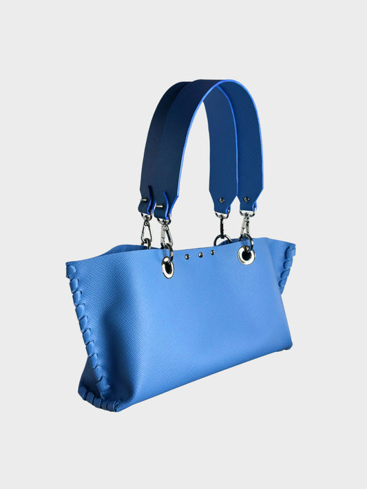 Borsa Mini Picnic celeste in pelle lato Ruj Heritage