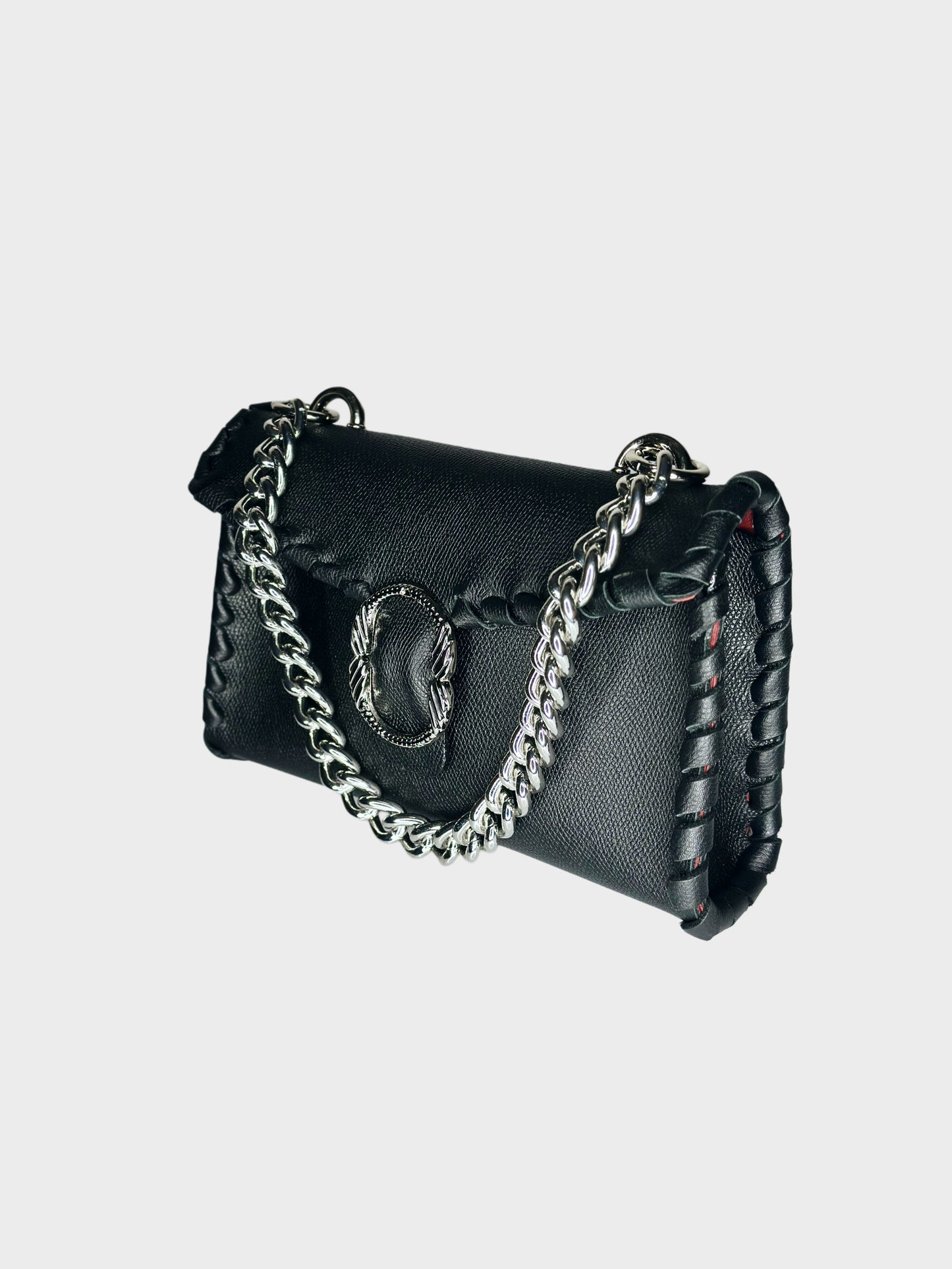 Borsa Mini Shoulder nera in pelle lato Ruj Heritage
