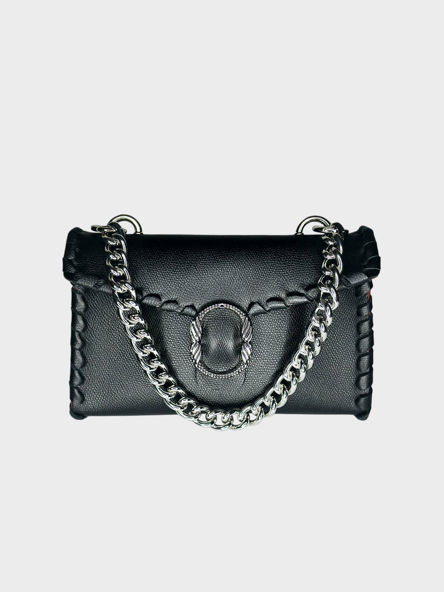 Borsa Mini Shoulder nera in pelle fronte Ruj Heritage