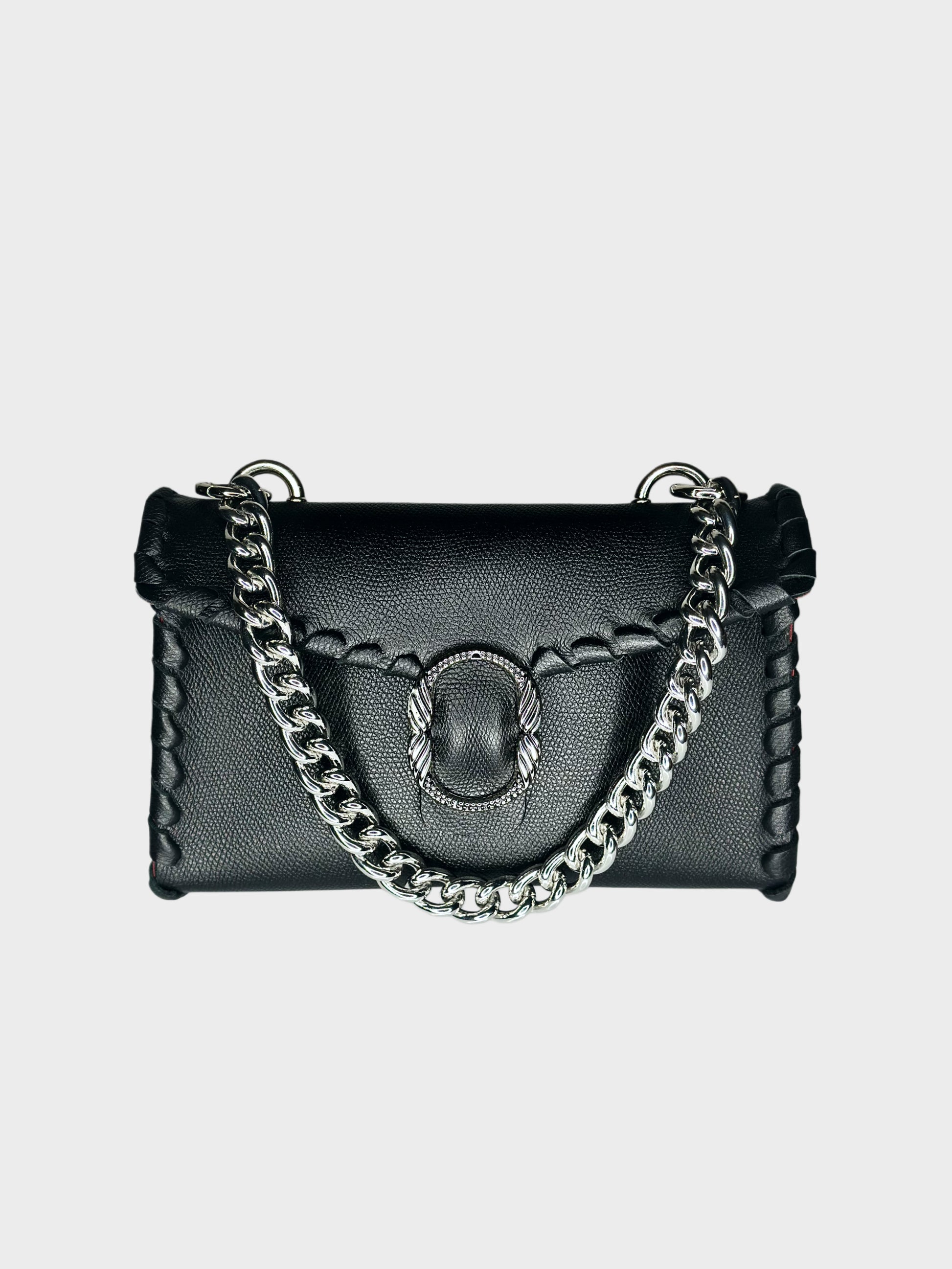 Borsa Mini Shoulder nera in pelle fronte Ruj Heritage