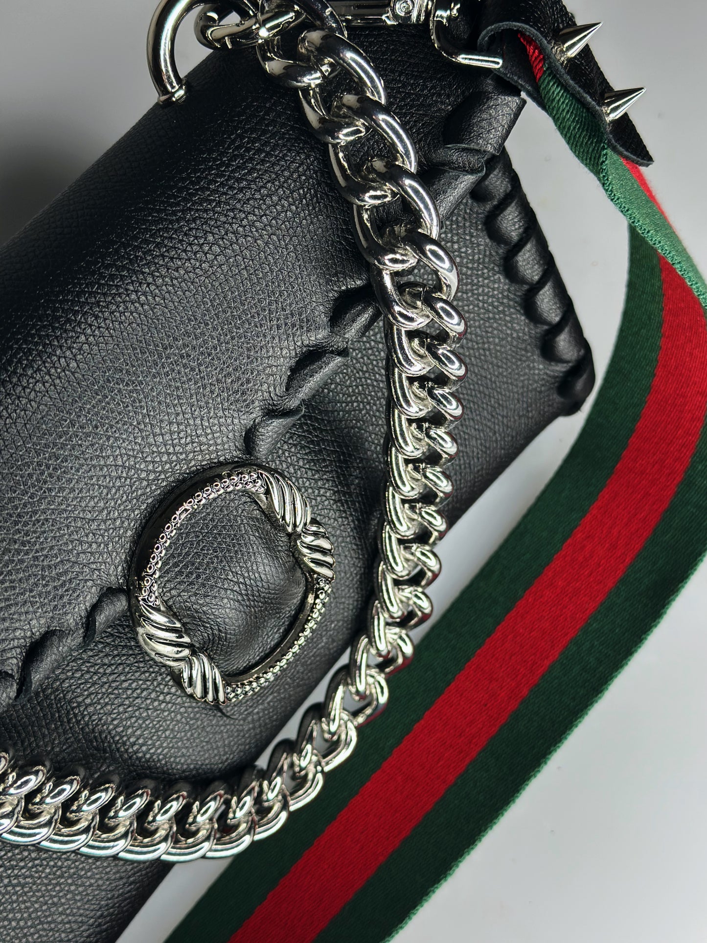 Borsa Mini Shoulder nera in pelle dettaglio Ruj Heritage