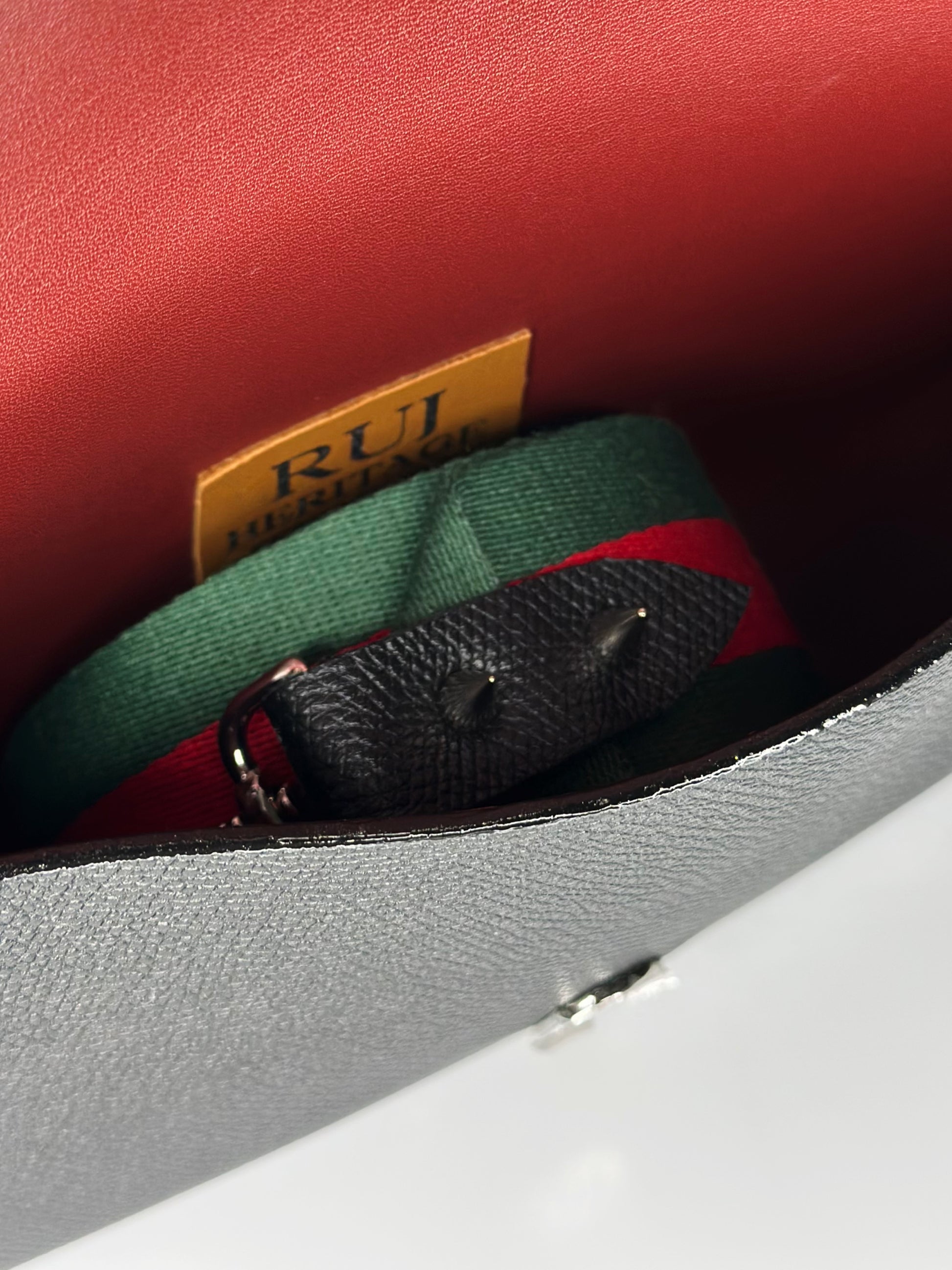 Borsa Mini Shoulder nera in pelle interno Ruj Heritage