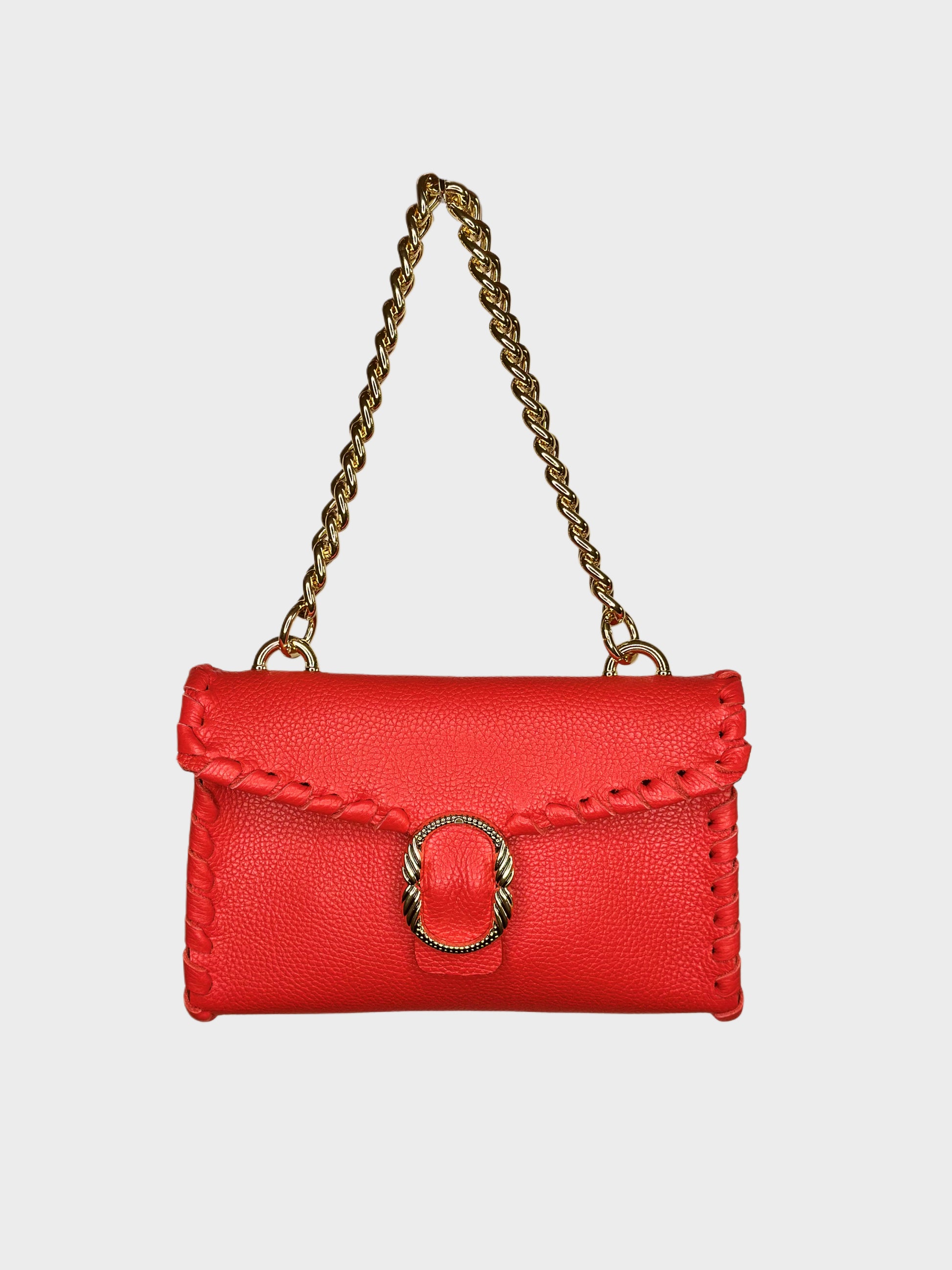 Borsa Mini Shoulder rossa fronte Ruj Heritage