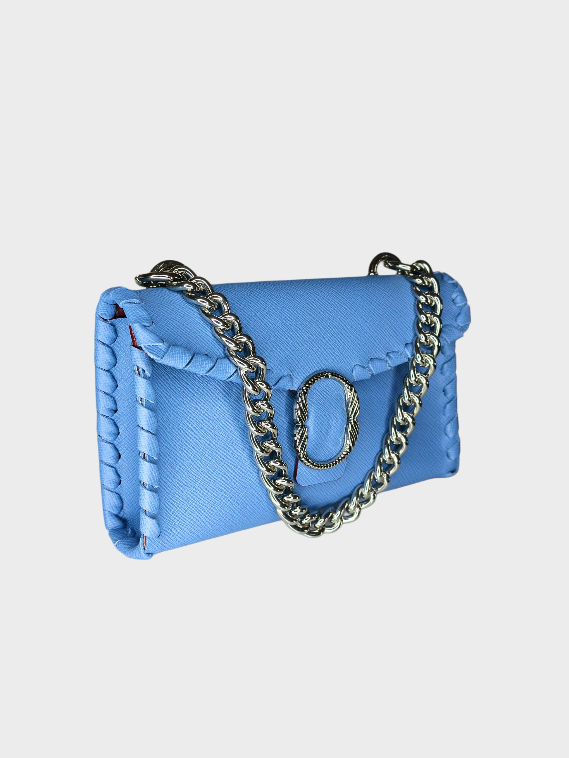 Borsa Mini Shoulder celeste lato sx Ruj Heritage