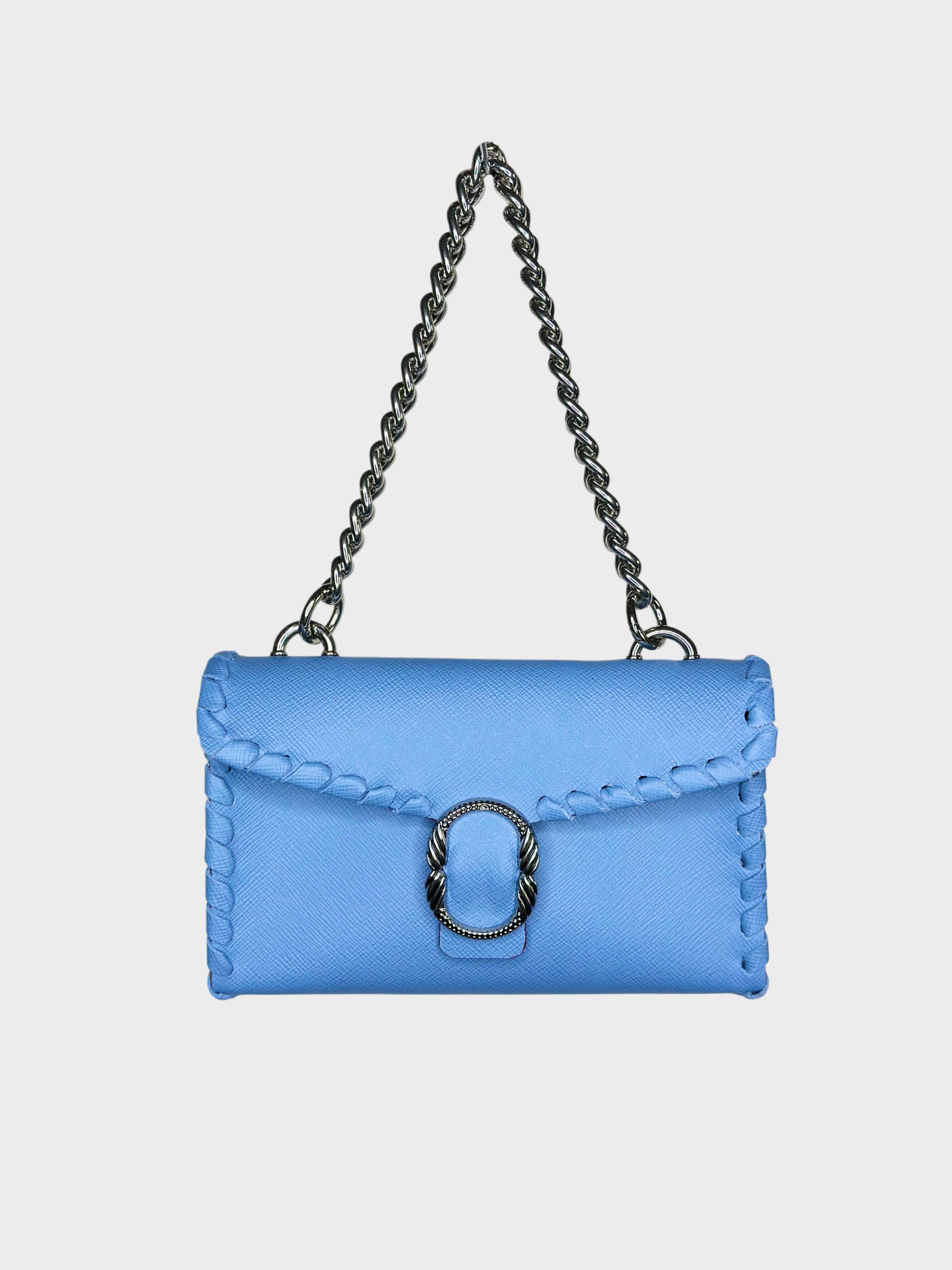Borsa Mini Shoulder celeste fronte Ruj Heritage