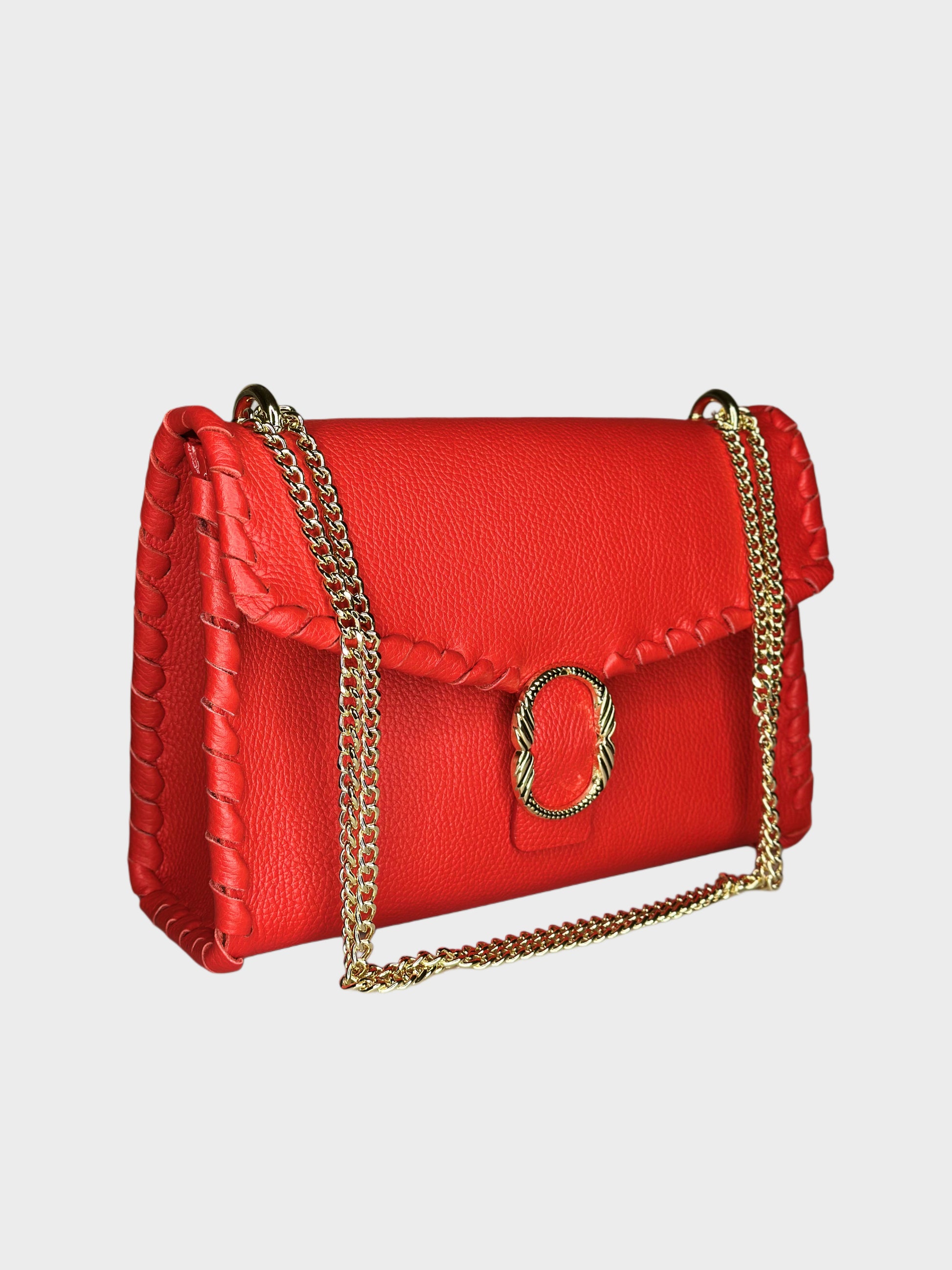 Borsa Shoulder rossa in pelle lato dx Ruj Heritage