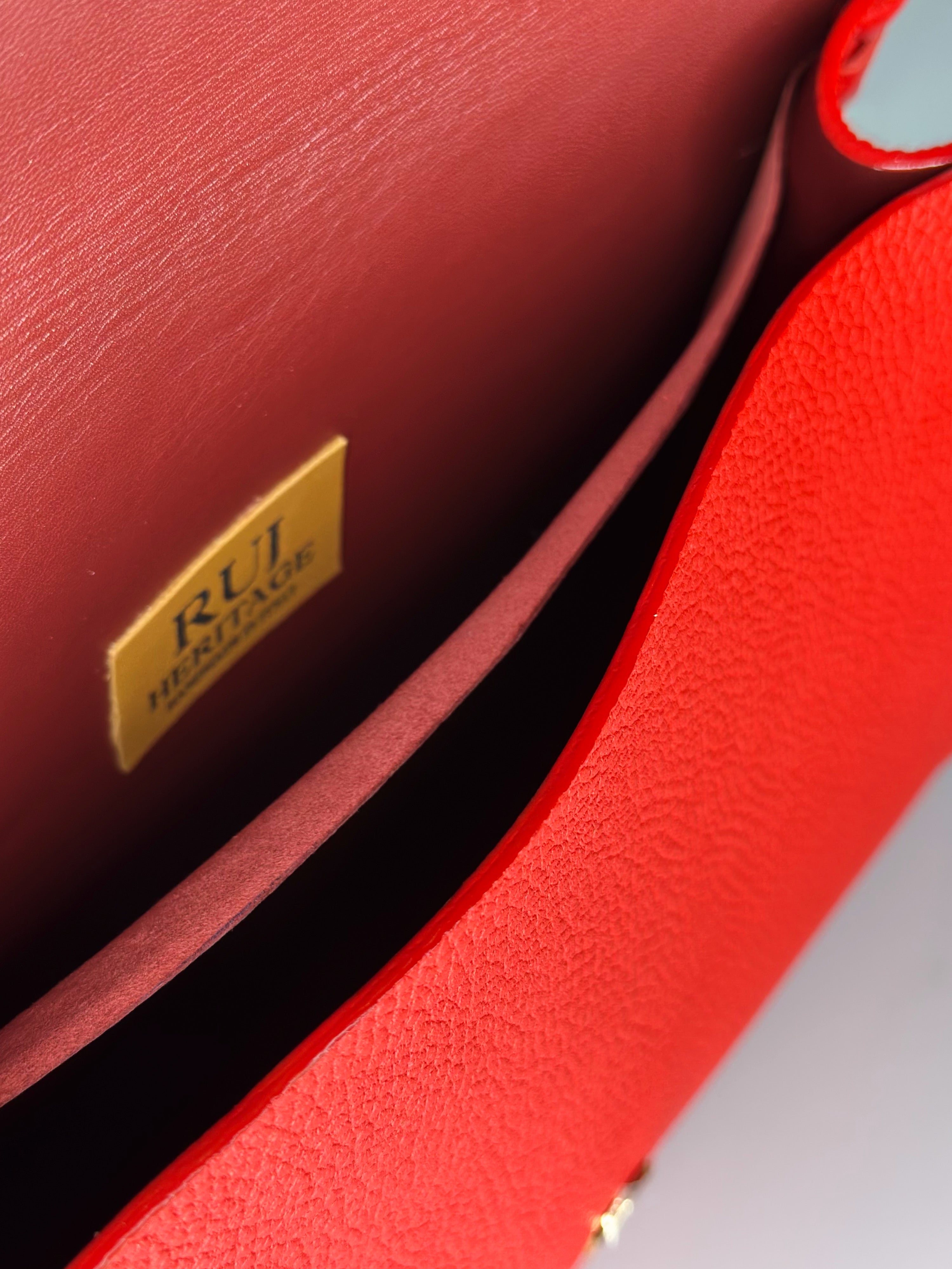 Borsa Shoulder rossa in pelle interno Ruj Heritage