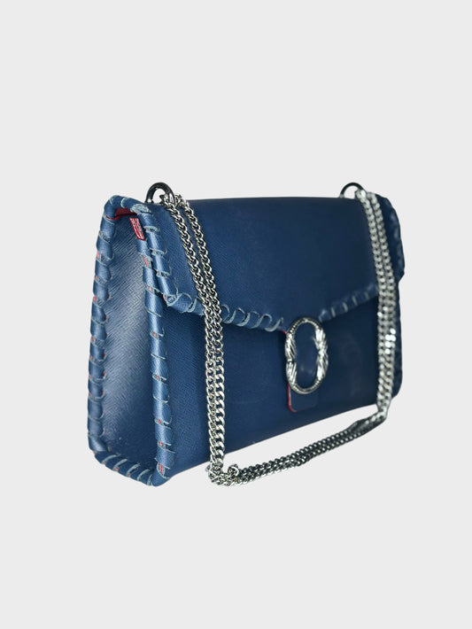 Borsa Shoulder Blu lato Ruj Heritage