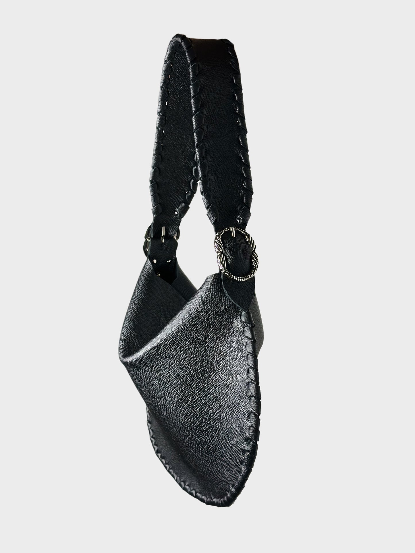 Borsa Hobo nera in pelle lato Ruj Heritage