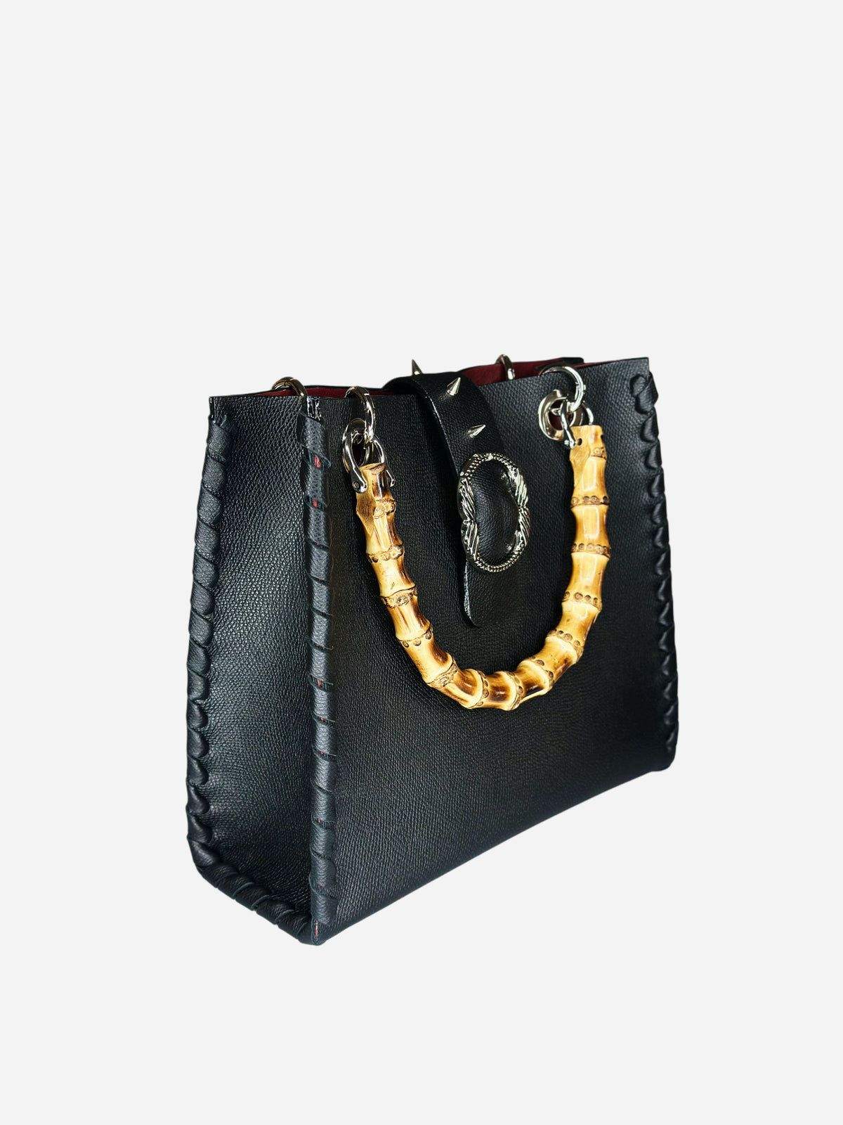 Bamboo Bag in pelle nera profilo Ruj Heritage