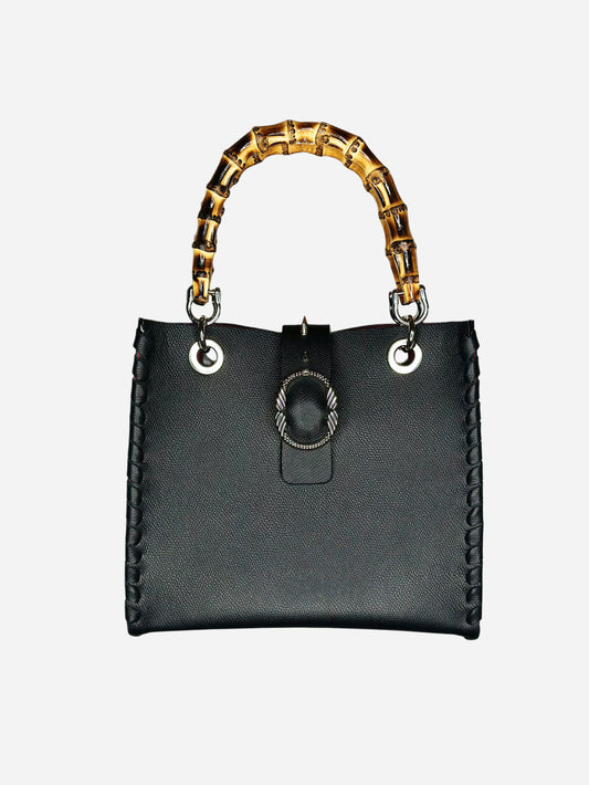 Bamboo Bag in pelle nera Ruj Heritage