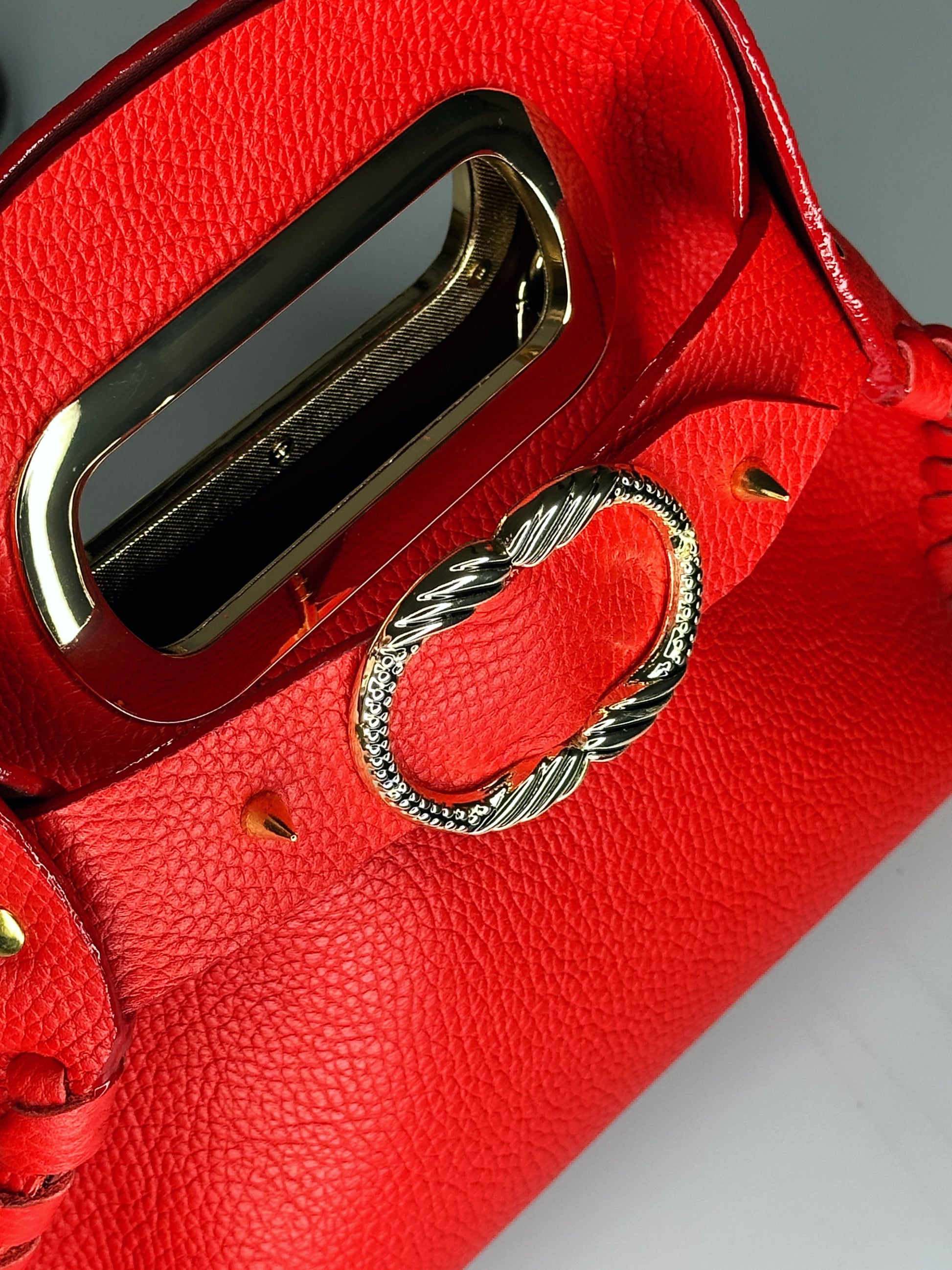 Mini Madeleine Bag in pelle rossa fibbia Ruj Heritage