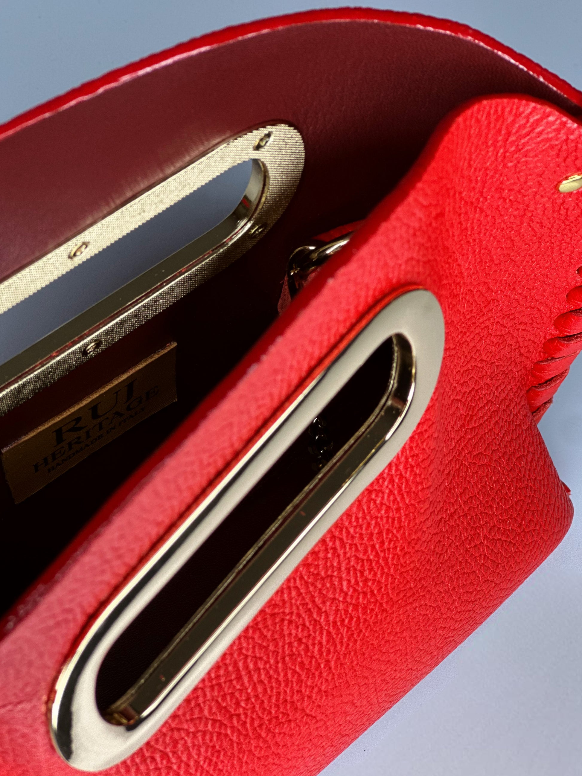Mini Madeleine Bag in pelle rossa interno Ruj Heritage