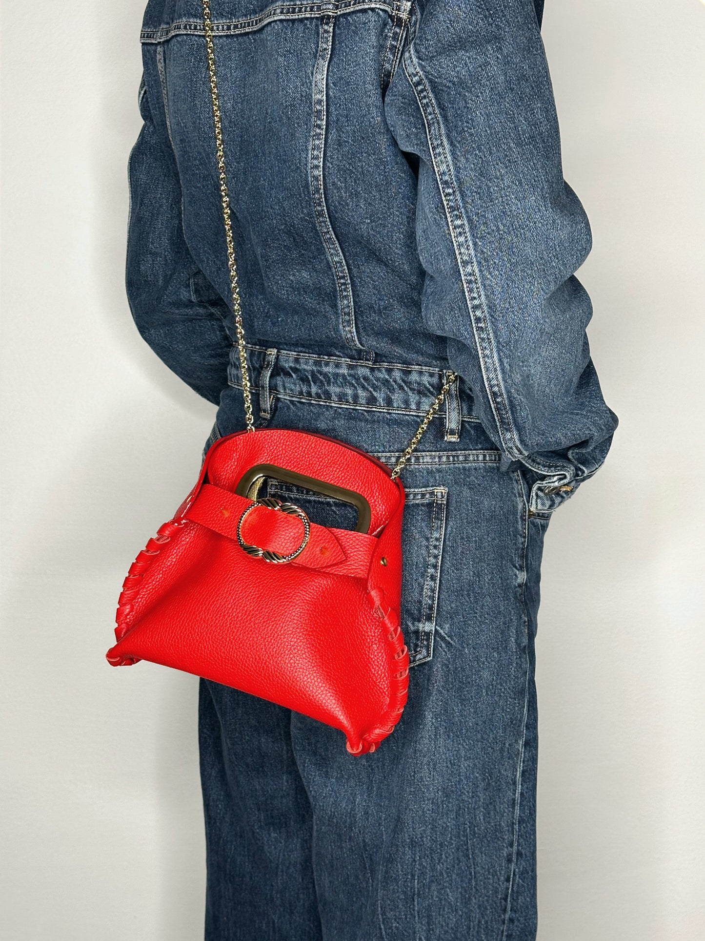 Mini Madeleine Bag in pelle rossa a tracolla Ruj Heritage