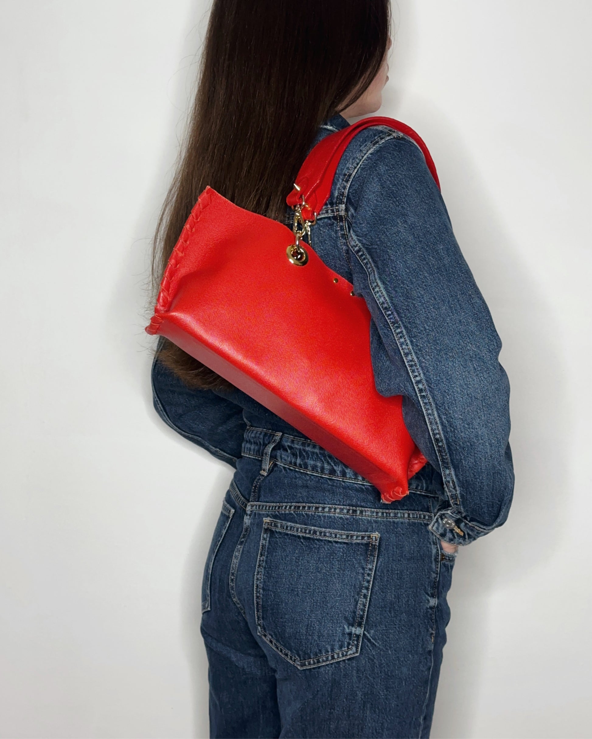 Borsa Mini Picnic rosso in pelle a spalla Ruj Heritage