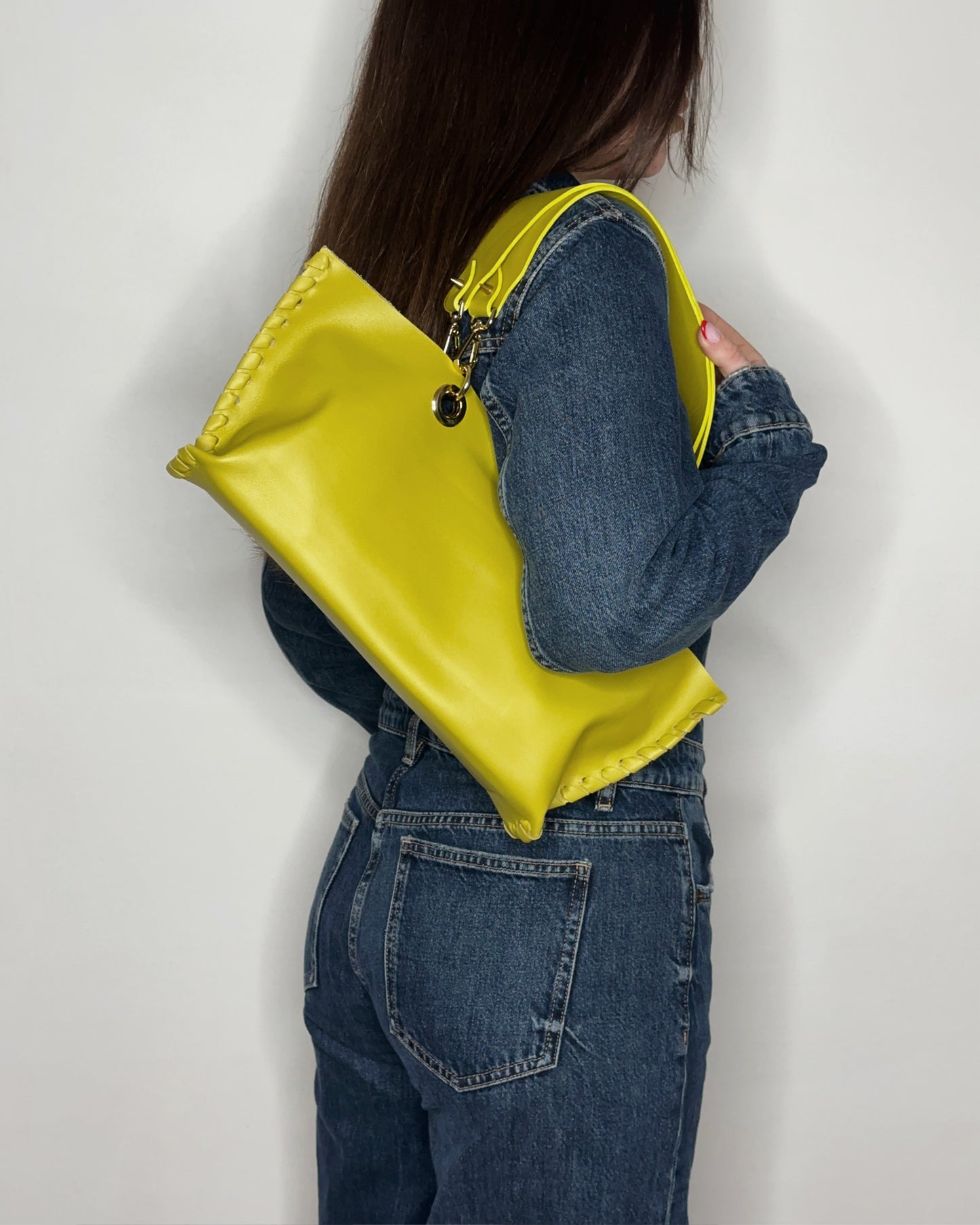 Borsa Mini Picnic Lime in pelle indossata Ruj Heritage