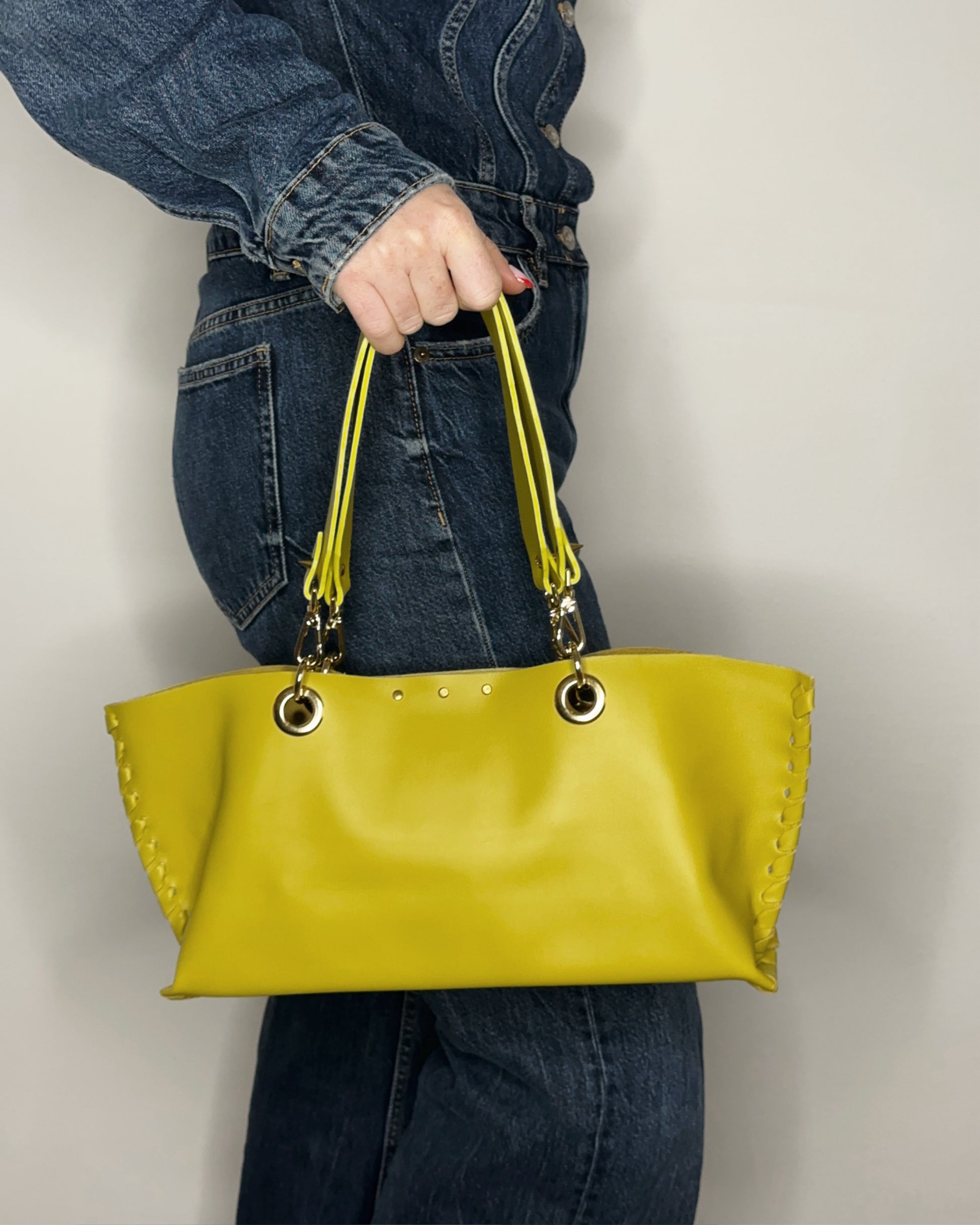 Borsa Mini Picnic Lime in pelle indossata a mano Ruj Heritage