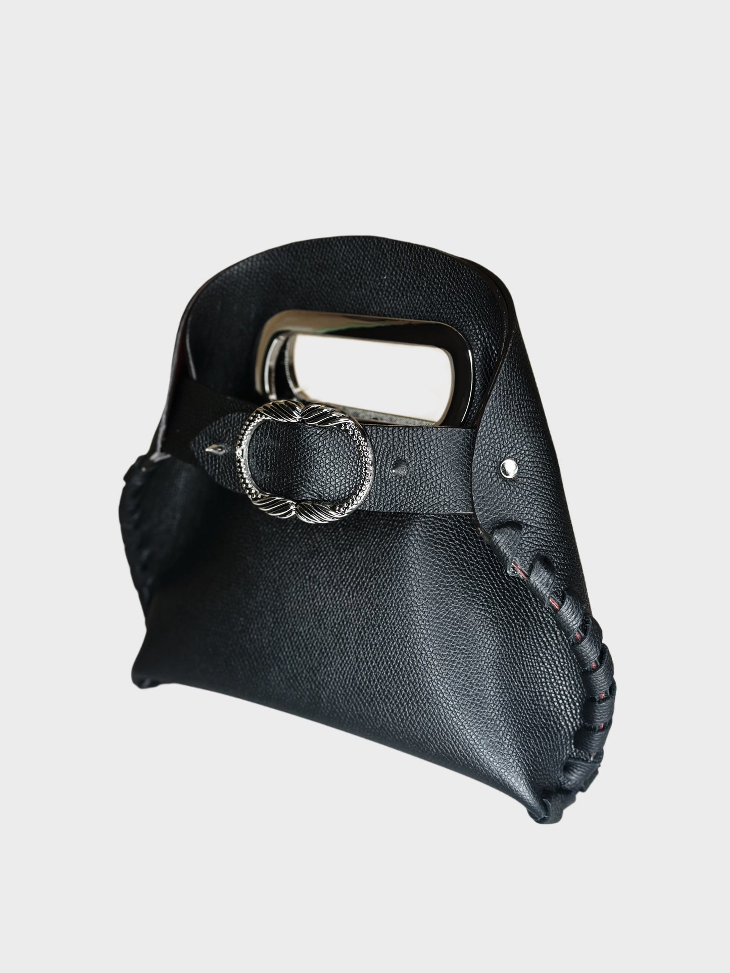 Mini Madeleine Bag Black in pelle borsa a mano lato Ruj Heritage